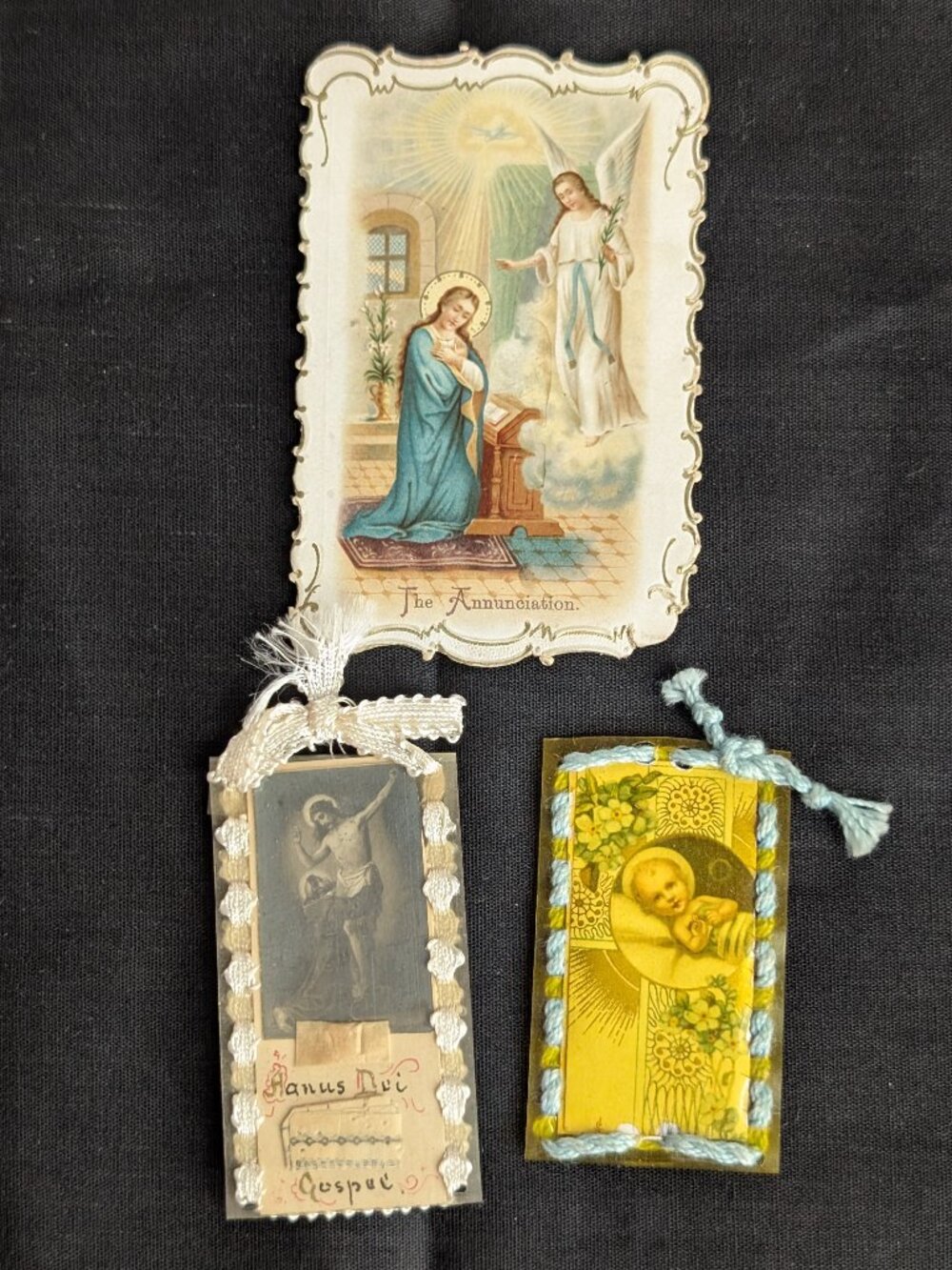 Antique French Canivet Agnus Dei Gospel Packet Devotional Relic Sacramental